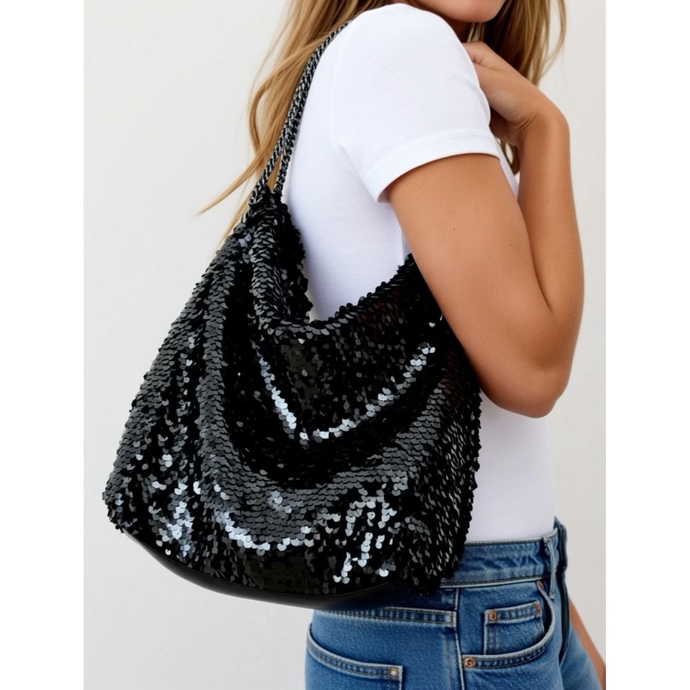 Melie‎ Bianco Handbag Black Sequin Retails $150